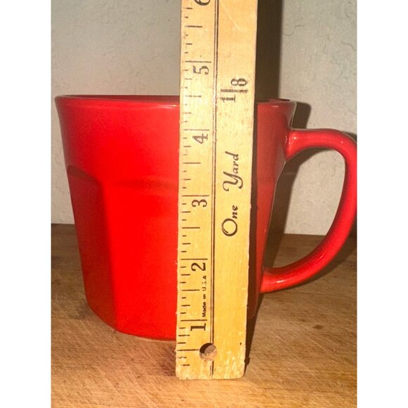 Red Ceramic Mug By Home Essentials 4" Tall Dishwasher & Microwave Safe Made In C - Picture 5 of 5